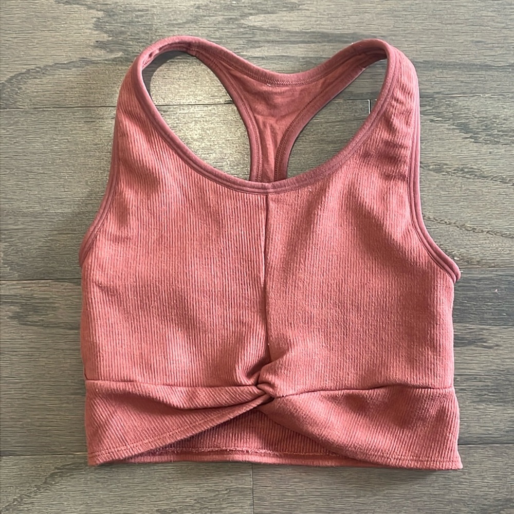 Fabletics Orange Cloud Seamless Knotted Midi Bra … - image 1